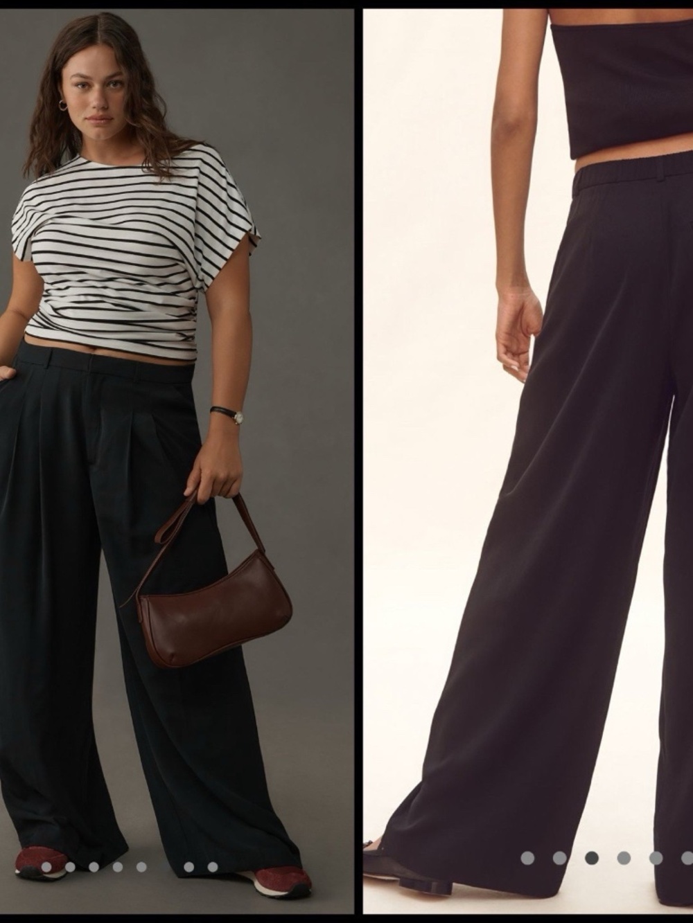 Maeve by Anthropologie Black Pleated Wide Leg Trouser Pants Size 8